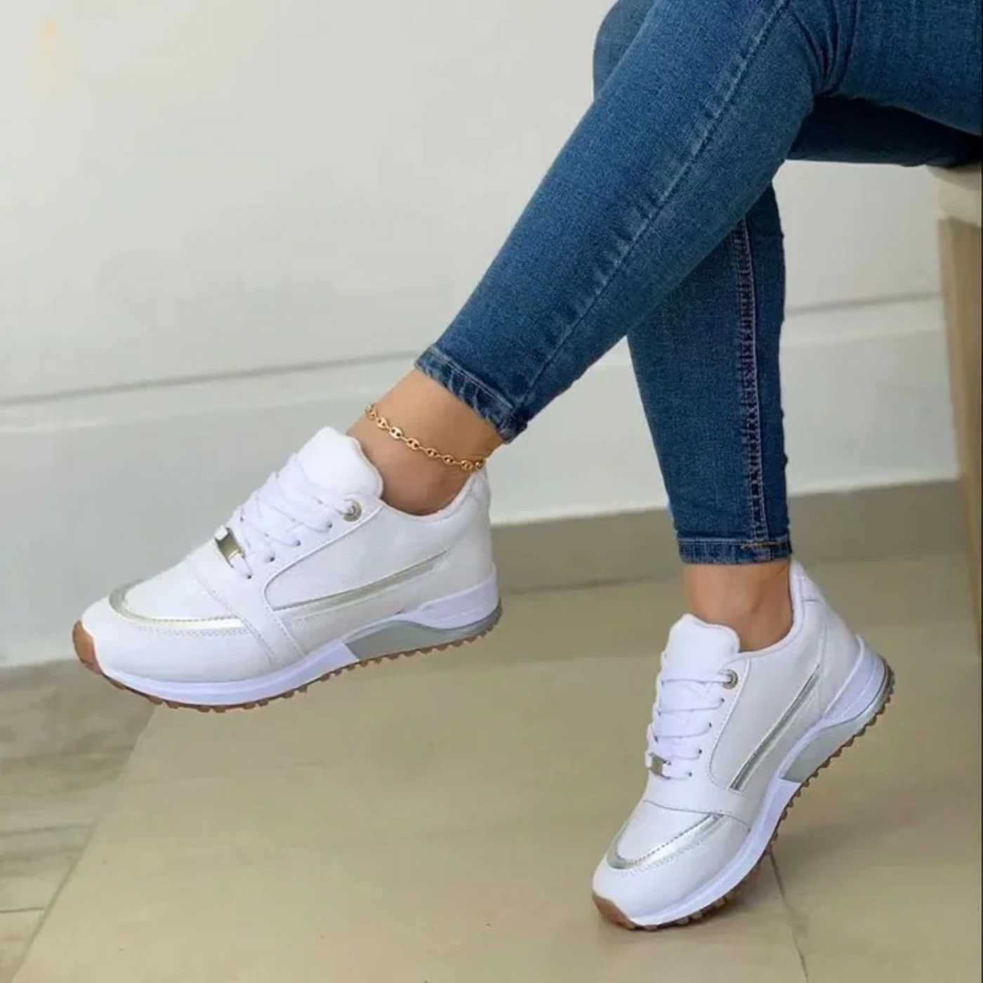 Sportliche Keil-Sneaker mit Schnürung für Damen