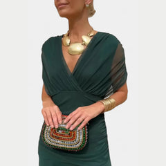 Lilian | Damen Off-Shoulder Elegantes Abendkleid in Grün