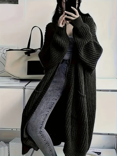 Lena | Zeitloser Longline Strickcardigan Damen in Schwarz