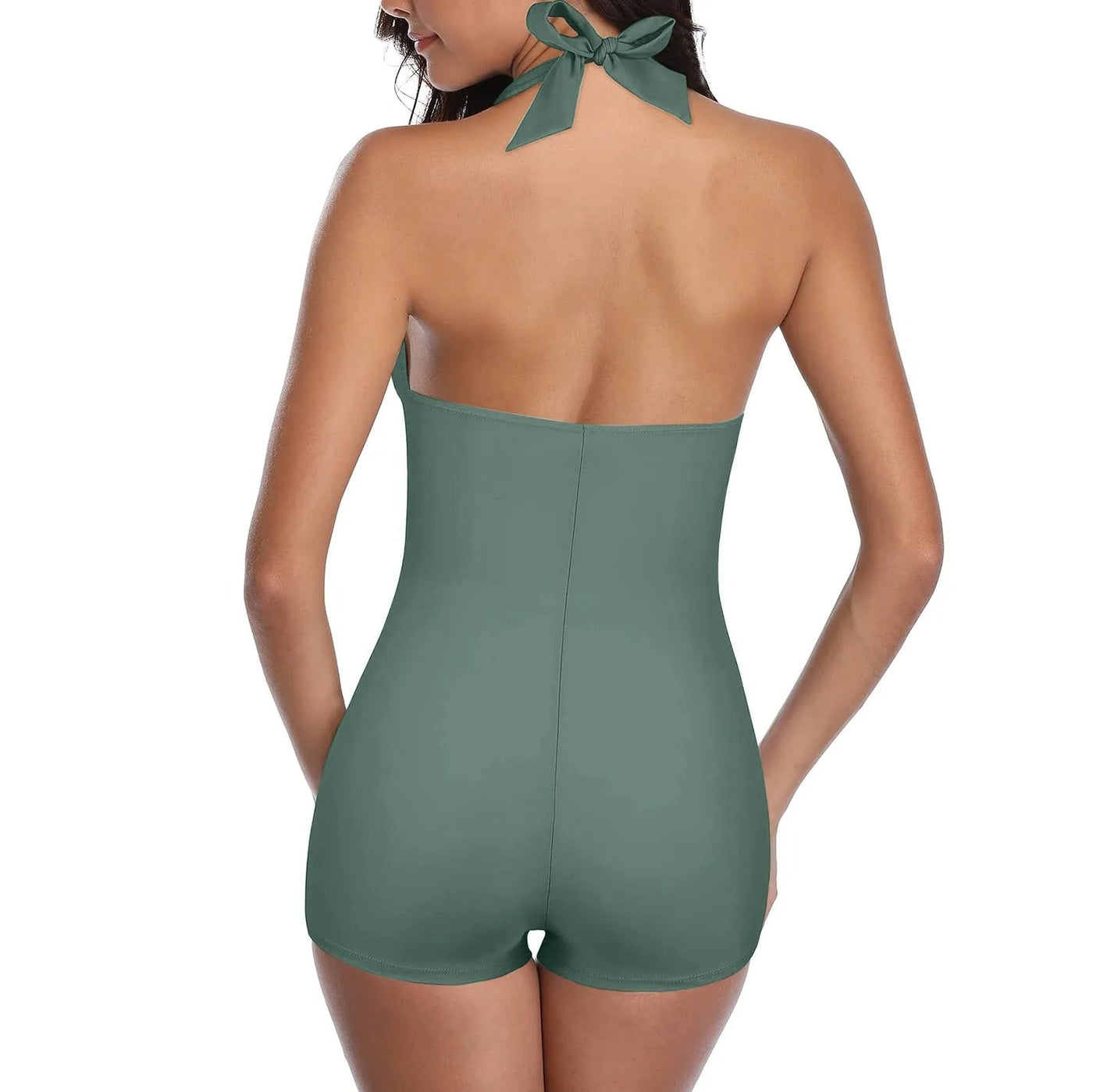 Geraffter Neckholder-Einteiler Badeanzug für Damen