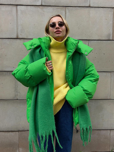 Puffer-Winterjacke mit Kapuze für Frauen