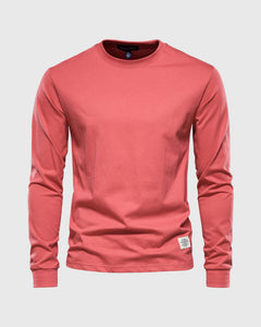 Eric | Herren Casual Slim Fit Langarm T-Shirt in Rot