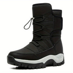 Winterschuhe Herren | High Cut Stiefel Mit Klettverschluss Und Kordelzug in Schwarz