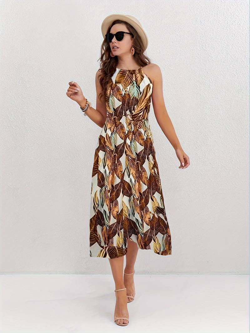 Jocelyn® | Neckholder-Strandkleid mit Blattmuster