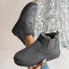Winterschuhe Damen | Slip-On Stiefel Mit Elastischen Seitenteilen in Grau