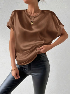 Martina | Mühelos schicke Batwing-Ärmel Bluse – Perfekt für jede Saison in Hellbraun