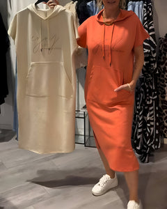 Saskia™ | Lässiges Hoodiekleid in Orange