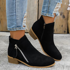 VINA – Orthopädische Lederstiefeletten Mit Reißverschluss in Schwarz