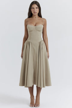 Kiki | Retro Midikleid in khaki