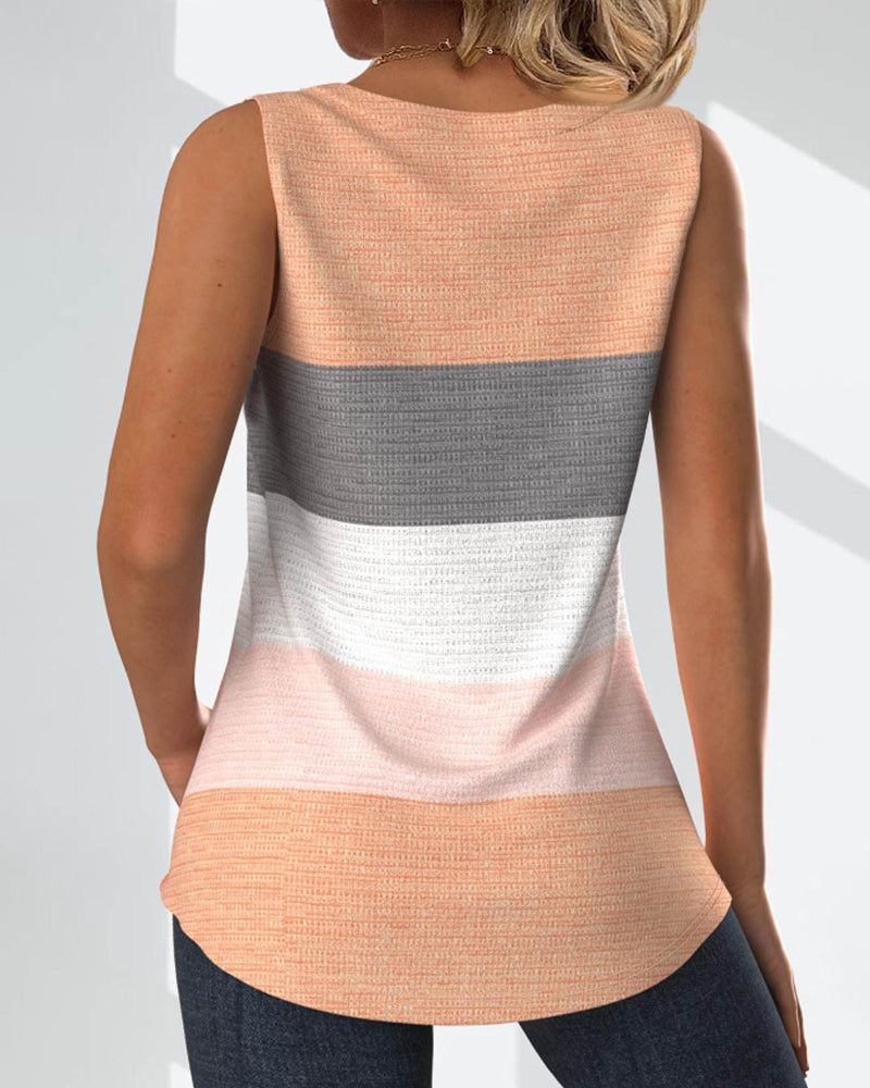 ROMA - Gestreiftes Tanktop mit Knöpfen