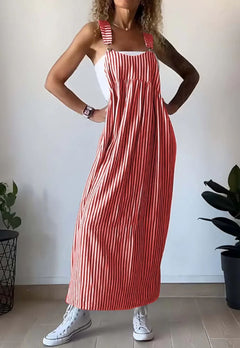 Hannelore®  | Lässiges gestreiftes Jumpsuit-Kleid in Rot