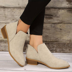 Damen Winter Wildleder Stiefeletten mit Slip-On-Design in Beige