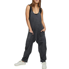 Ärmelloser Jumpsuit mit Taschen für Damen in Schwarz