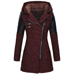 Rosemary | Winterjacke in Dunkelrot (mit Samtkapuze)