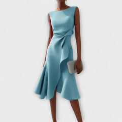 Zandelle | Asymmetrisches Midi-Kleid mit Drapierung in Hellblau