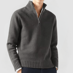 VENHUES - STRICKPULLOVER MIT REISSVERSCHLUSS in Dunkelgrau