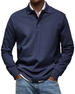 Joseba – Lässig Langärmeliges Polohemd in Marineblau