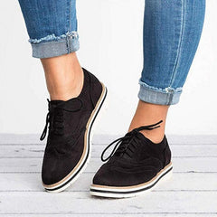 Nadia | Damen Schnüroxfords Plateausohle – Oxford Plateau Schuhe Komfort 2026 in Schwarz
