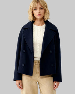Ida | Damen Schicker Herbst Mantel in Marineblau