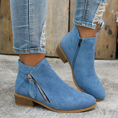 VINA – Orthopädische Lederstiefeletten Mit Reißverschluss in Blau