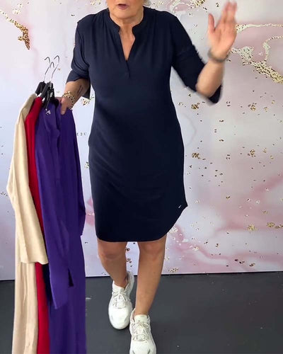 Carlotta™ | Schlichtes Kleid mit V-Ausschnitt