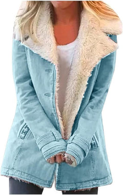 Zayna – Bequemer Mantel Mit Langen Ärmeln in Blau