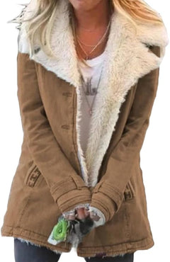 Zayna – Bequemer Mantel Mit Langen Ärmeln in Khaki