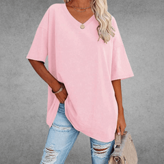 Mia | Damen Oversized V-Ausschnitt Hemd in Rosa