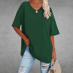 Mia | Damen Oversized V-Ausschnitt Hemd in Grün