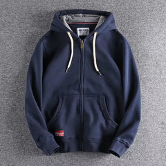 Max | Herren Zip-Hoodie Fleece Kapuzenpullover Casual in Marineblau
