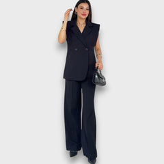 Olanda – Zweiteiler mit Oversize-Blazer und weiter Hose in Schwarz