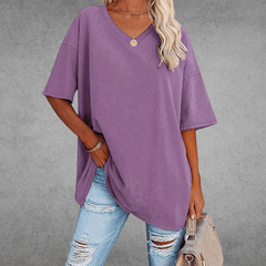 Mia | Damen Oversized V-Ausschnitt Hemd in Lila