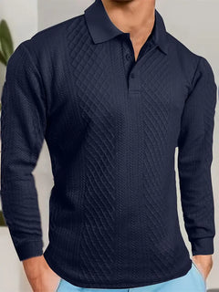 Benoit – Lior Strukturiertes T-Hemd Mit Jacquard Kragen in Marineblau