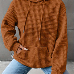 Léana™ | Texturiertes Kapuzen-Sweatshirt mit langen Ärmeln in Hellbraun