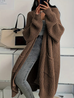 Lena | Zeitloser Longline Strickcardigan Damen in Braun