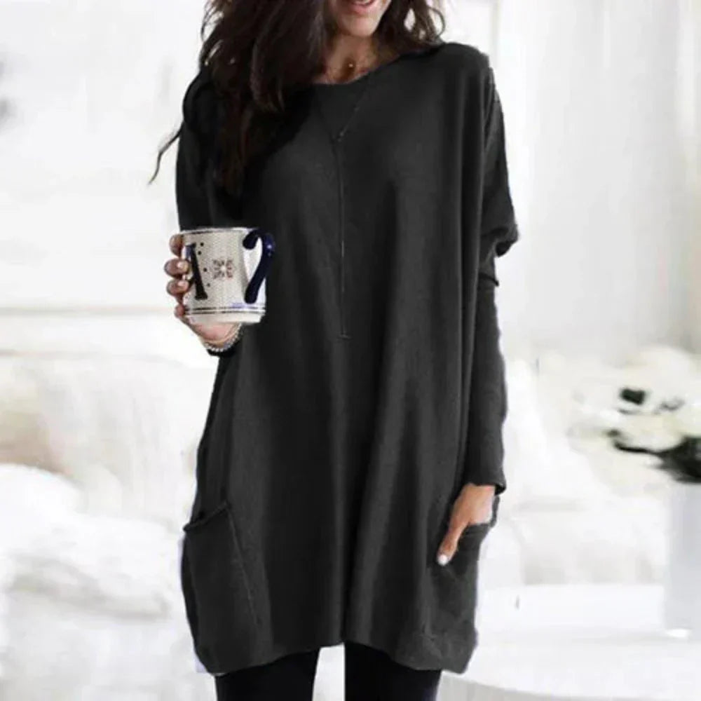 Meredith - Lässiger Langarm-Longpullover