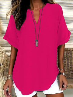 Xalina - Bluse mit weicher Haptik und Ausschnitt-Detail in Tiefes Pink