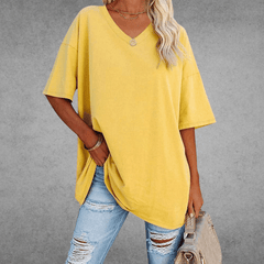 Mia | Damen Oversized V-Ausschnitt Hemd in Gelb