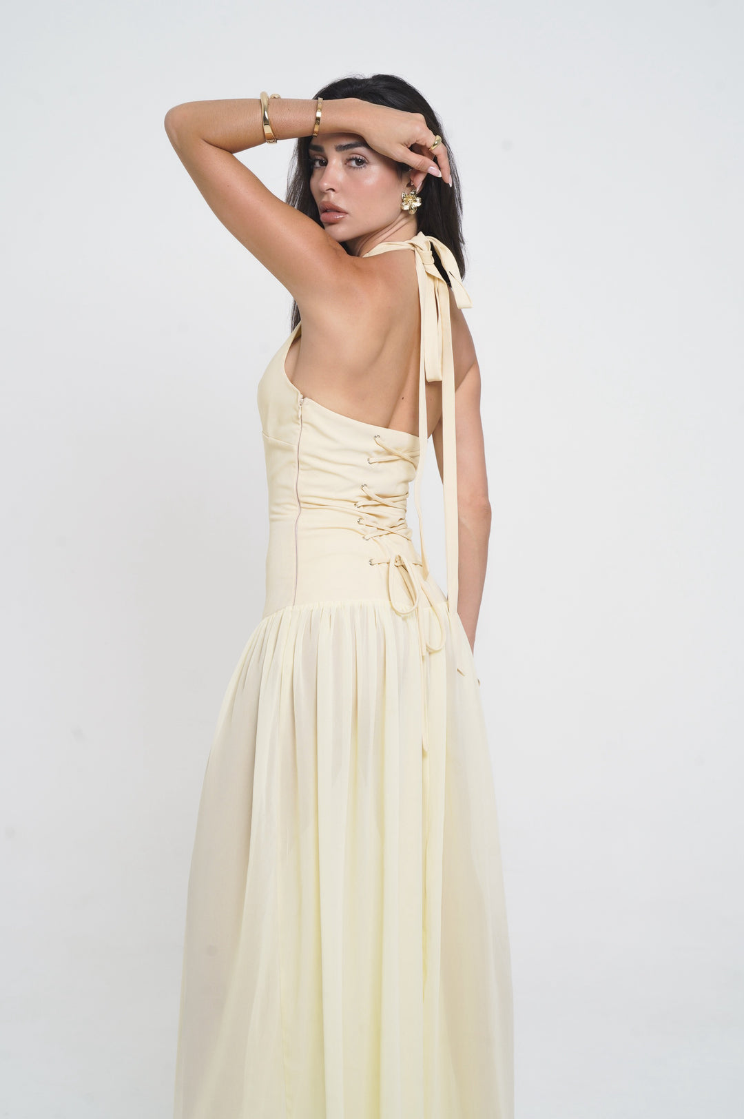 Sanya | Rückenfreies Plissiertes Maxikleid