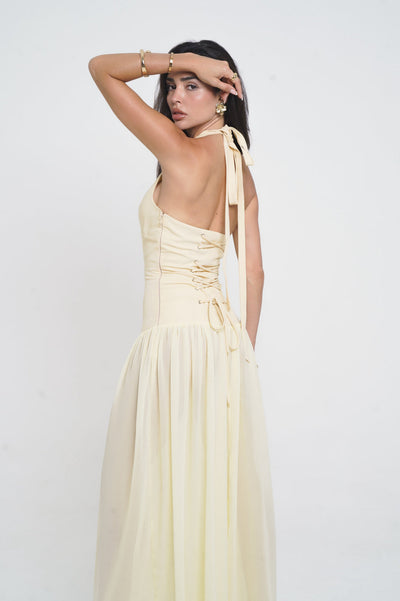 Sanya | Rückenfreies Plissiertes Maxikleid