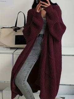 Lena | Zeitloser Longline Strickcardigan Damen in Karmesinrot