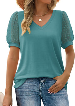 Pia®️™ | Elegante Bluse mit Puffärmeln in Blau