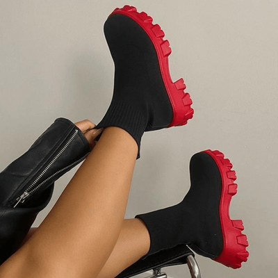 Yvette - Damen Plateau Sockenstiefel