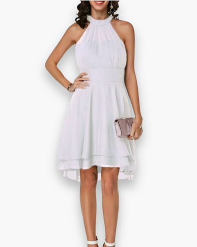 Damen Elegantes Rüschendes Kleid | Midi Festliches Kleid für Hochzeitsgast