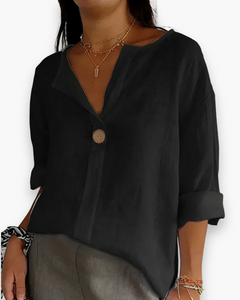 Damen Lässige V-Ausschnitt Bluse | Elegant in Schwarz