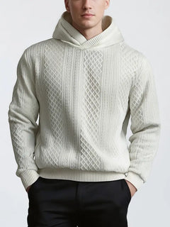 Karah - Langärmeliger Strick Kapuzenpullover in Weiß