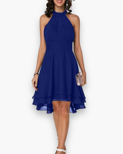 Damen Elegantes Rüschendes Kleid | Midi Festliches Kleid für Hochzeitsgast