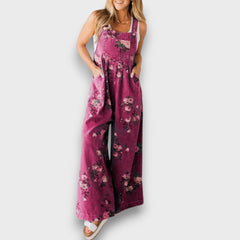 Tivola – Weit geschnittener Blumen-Denim-Overall in Rosa