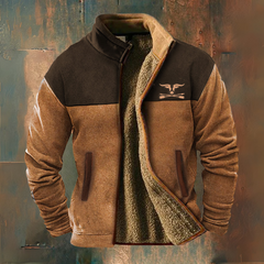 Volkmar® | Lässige Fleece Jacke in Kamel