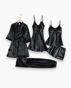 Damen Stilvolles Schlafanzug-Set | Komfortabel Pyjama in Schwarz
